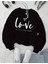 Love Yazı Baskılı Bisiklet Yaka Içi Polarlı Sweatshirt 1