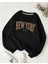 New York Desen Detaylı Bisiklet Yaka Içi Polarlı Sweatshirt 1