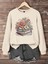 Kitap ve Çiçek Baskı Detaylı Bisiklet Yaka Içi Polarlı Sweatshirt 1