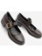 Kadın Tokalı Kalın Topuk Günlük Ayakkabı Loafer Meniz Kahve Croco 1