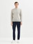 Erkek Regular Fıt Triko Kazak-Açık Gri Melanj 5
