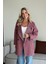 Bordo 1. Sınıf Kalite Balık Sırtı Oversize Kaşe Kaban 1
