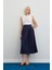 Pileli Midi Etek - Lacivert 3