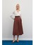 Pileli Midi Etek - Kahve 3