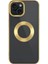Apple iPhone 15 Plus Kılıf Tek Kamera Çerçeveli Logo Gösteren Ata Omega Kapak-Gold 2
