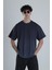 Lacivert Yıldız Detaylı Tasarım Oversize T-Shirt 1
