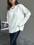 Kadın Ekru Oversize Buklet Triko Uzun Kazak 6222 1