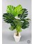 Yapay Ağaç Monstera Bambu Gövdeli 150CM Devetabanı Ağacı Büyük Boy Kırıkbeyaz Renk Yalı Saksıda 3