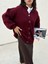 Kadın Bordo Oversize Triko Hırka Pis Dikişli 7000 1