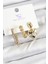 Pirinç Zirkon Taşlı Kalp Model Gold Renk 3'lü Kadın Küpe 1