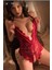 Kadın Kırmızı Özel Bölgesi Açık Fantezi Gecelik Dantelli Iç Giyim Seksi Fantazi Iç Çamaşırı Babydoll 1