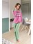 Yeşil Pembe Uzun Kol Kadın Pijama Takımı Pastel Dreams Kadın Pijama Takımı Pamuk Kaşındırmaz Özel Rahat Kullanım 2
