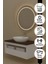Aurora 100CM Banyo Dolabı Seti (Yuvarlak Ledli Dokunmatik Ayna + Mdf Lavabo Dolabı, Seramik Lavabo) 2