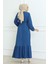 Bürümcük Kemerli Elbise Indgo - 46 5
