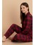 Kadın Kırmızı Kareli Pijama Takımı – Düğmeli Uzun Kollu Flanel Pijama 4