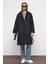 Belden Bağlamalı Çıt Çıt Kapamalı Kruvaze Kapitone Mont Siyah 6786 2