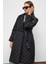 Belden Bağlamalı Çıt Çıt Kapamalı Kruvaze Kapitone Mont Siyah 6786 3