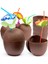 Hindistan Cevizi Hawaii Luau Aloha Pipetli Içecek Kabı Bardak 10X13 cm 1 Adet 3