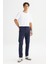 Regular Fit Normal Kesim Dar Paça Yan Cep Detaylı Lacivert Pantolon 1