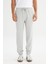 Regular Fit Normal Kesim Ribanalı Paça Gri Melanj Sweatpant Eşofman Altı 2