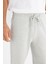 Regular Fit Normal Kesim Ribanalı Paça Gri Melanj Sweatpant Eşofman Altı 4