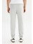 Regular Fit Normal Kesim Ribanalı Paça Gri Melanj Sweatpant Eşofman Altı 5