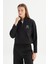 Regular Fit Normal Kesim Fermuar Yaka Detaylı Siyah Sweatshirt 1