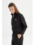 Regular Fit Normal Kesim Fermuar Yaka Detaylı Siyah Sweatshirt 3