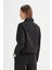 Regular Fit Normal Kesim Fermuar Yaka Detaylı Siyah Sweatshirt 5