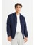 Regular Fit Normal Kesim Kapüşonlu Fermuarlı Lacivert Sweatshirt Ceket 1