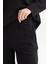 Straight Fit Düz Kesim Normal Bel Siyah Sweatpant Eşofman Altı 4