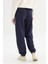 Loose Fit Geniş Kesim Lacivert Pamuklu Esnek Sweatpant 5
