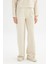 Loose Fit Geniş Paça Bej Pamuklu Esnek Sweatpant 2