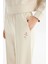 Loose Fit Geniş Paça Bej Pamuklu Esnek Sweatpant 5
