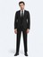 Siyah Düz Slim Fit Yün Karışımlı Takım Elbise 6