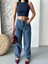 Baggy Kar Yıkama Jeans Pantolon Koyu Mavi D2007 3