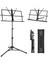Metal Nota Standı Taşınabilir, Tripod Taban ve Notalar Klasörü ile Ayarlanabilir Podyum Standı - Siyah (Yurt Dışından) 2