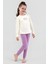 Kız Çocuk Pamuklu Bisiklet Yaka Tavşan Baskılı Uzun Kollu Pijama Takımı 9246 Lila 1