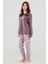 Genç Kız Çocuk Pamuklu Bisiklet Yaka Amour Baskılı Uzun Kollu Pijama Takımı 9252 Füme 1