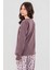 Genç Kız Çocuk Pamuklu Bisiklet Yaka Amour Baskılı Uzun Kollu Pijama Takımı 9252 Füme 3