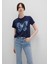 Kelebek Baskılı Lacivert Tişört 1613456-70497 10
