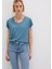 V Yaka Mavi Basic Viskoz Tişört 167714-70753 8