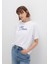 Mavi Nakışlı Beyaz Tişört 1612421-620 10