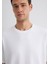 Bisiklet Yaka Beyaz Basic Tişört 0611596-620 13