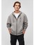Logolu Kapüşonlu Fermuarlı Gri Sweatshirt 066979-34686 6