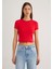 Kırmızı Basic Crop Tişört 1600814-70467 11