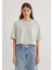 Gri Crop Basic Tişört 1612377-70082 9