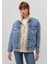 Rubina 90lar Açık Mavi Suni Kürklü Jean Ceket 1110278-88589 9