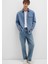 Jeremy Classic Denim Süni Kürklü Indigo Mavisi Jean Gömlek 0211186-88559 11