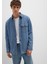 Jeremy Classic Denim Süni Kürklü Indigo Mavisi Jean Gömlek 0211186-88559 13